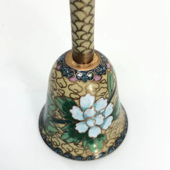 Vintage Small Floral Motif Cloisonne Bell - Picture 4 of 10
